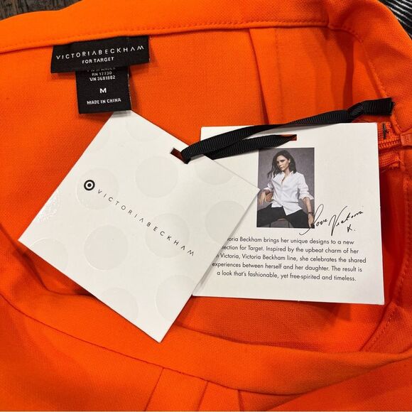 NWT Victoria Beckham Orange Scallop Trim Twill Skirt Size Medium - Picture 7 of 9